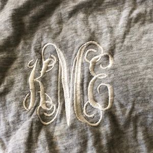 Grey Infinity monogrammed kMe scarf.